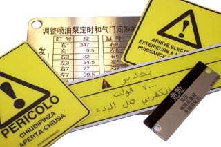 An example of the translation services that we offer with our translated nameplates. 