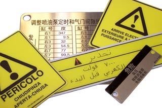 An example of the translation services that we offer with translated nameplates. An example of the translation services that we offer with our translated nameplates.
